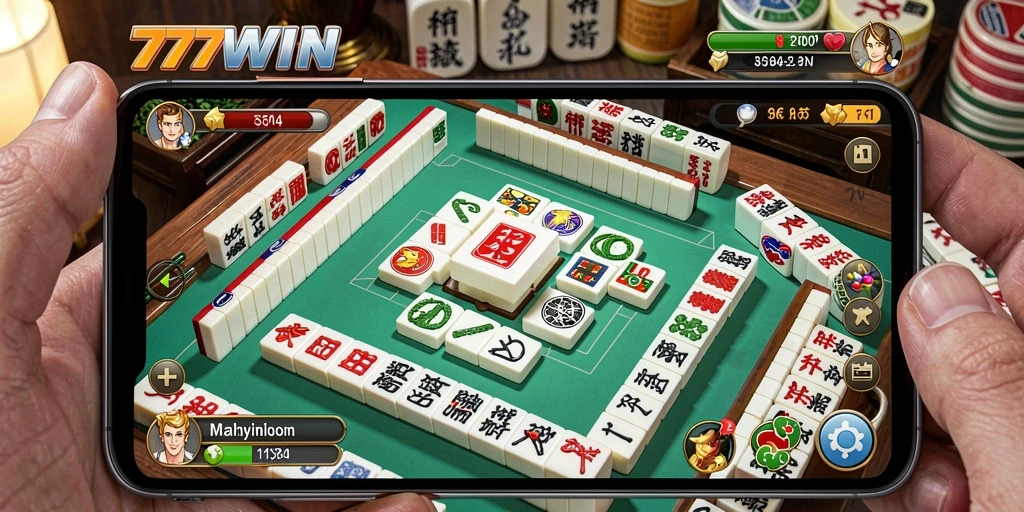 Tampilan gameplay seru di aplikasi 777WIN Mahjong.