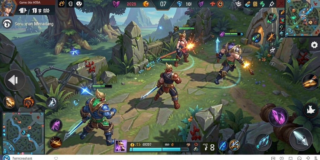 Tampilan gameplay seru di API77 dengan aksi MOBA yang menarik.
