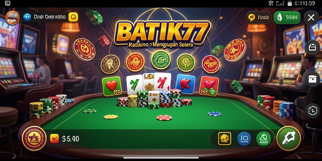 Tampilan menarik dari permainan kasino di BATIK77.