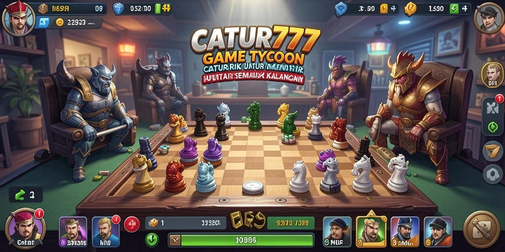 Gameplay Tycoon yang mendebarkan di CATUR777 dengan papan catur yang indah.