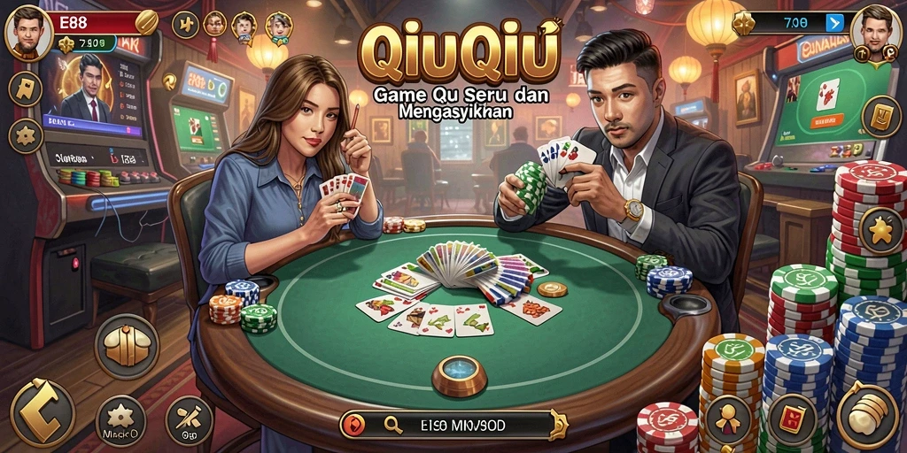 Tampilan screenshot E88 menampilkan serunya bermain QiuQiu dengan teman.