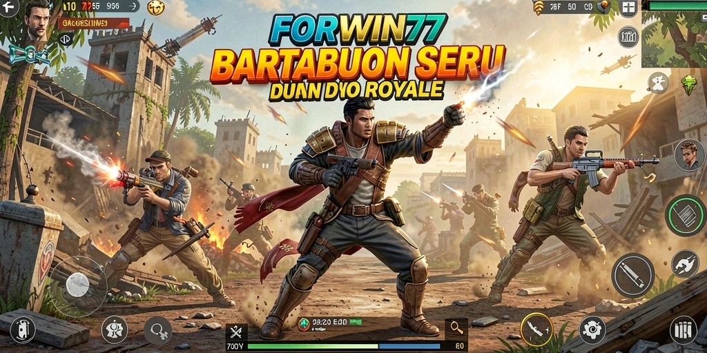 Tangkapan layar utama FORWIN77 dengan aksi bertempur di medan perang.