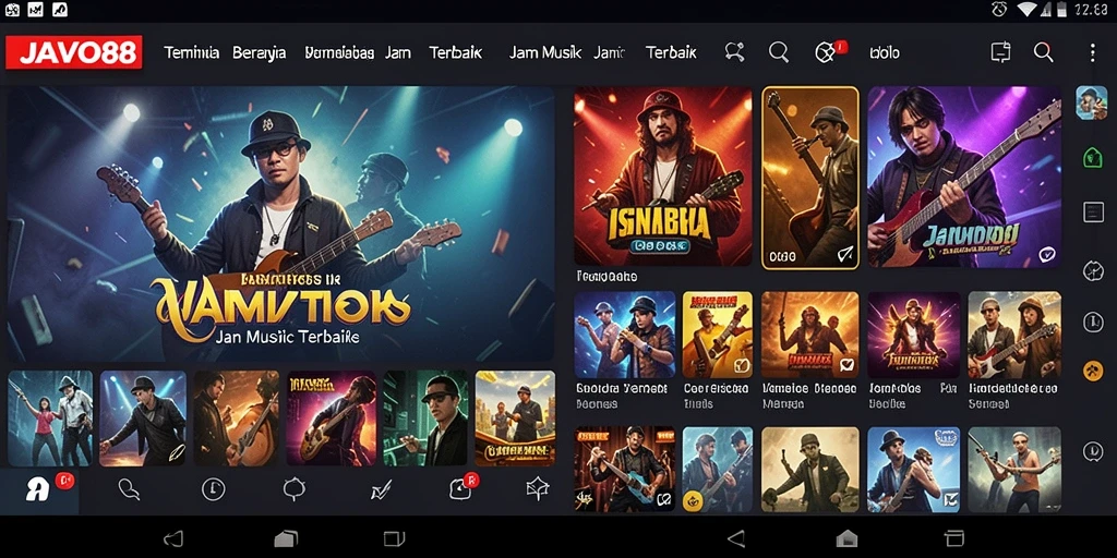 Tangkapan layar menunjukkan pengguna menikmati musik dengan antarmuka yang menarik.
