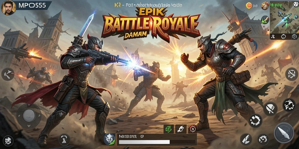 Screenshot MPO555 menampilkan aksi mendebarkan dalam mode Battle Royale.