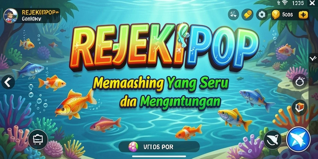 Tampilan gameplay menarik di REJEKIPOP dengan aksi memancing yang seru.
