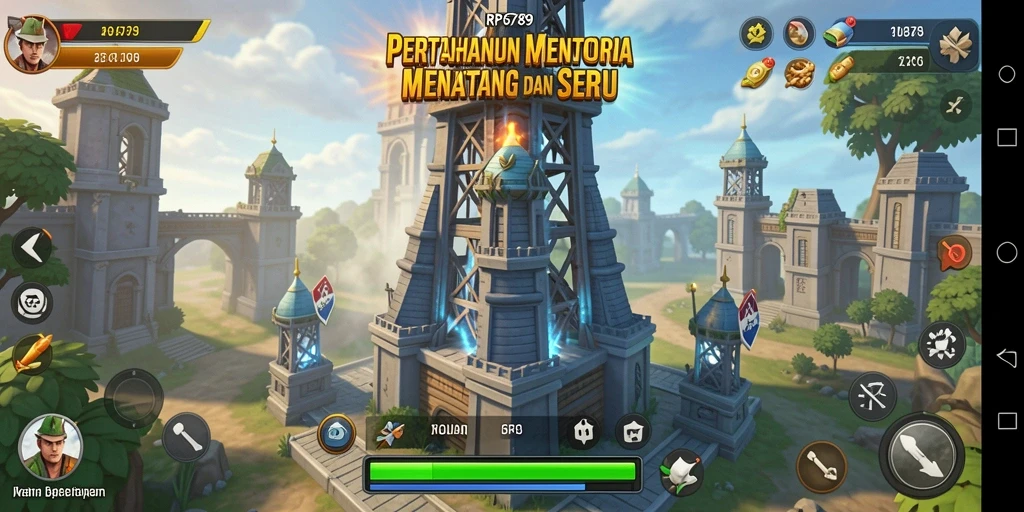 Tampilan gameplay menegangkan dalam RP6789 dengan strategi Tower Defense yang menarik.